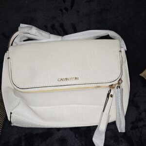 Calvin Klein Crossbody Stark White Leather Tassle Handbag